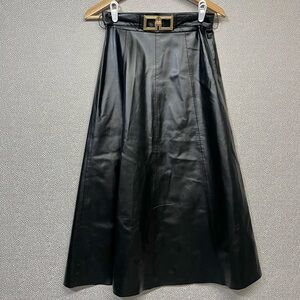 🆕 S Zara A-line Faux Leather High-Rise Midi Skirt NWT